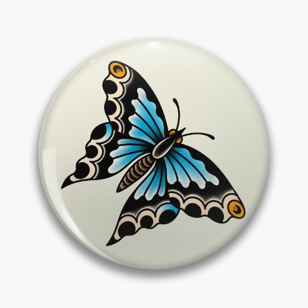 Artikelvorschau, Blauer Schmetterling – Traditionelles amerikanisches Tattoo-Flash entworfen und verkauft von Scandi-Design.