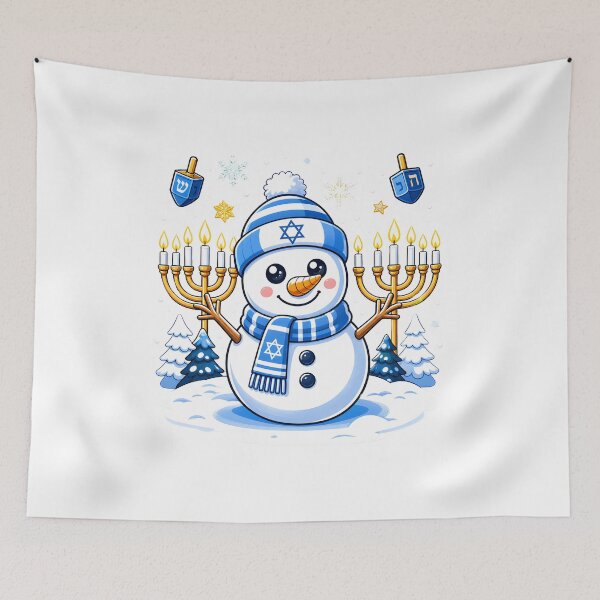 Item preview, Cute Hanukkah Snowman Menorah and Dreidel Jewish Holiday Winter designed and sold by Maladies.