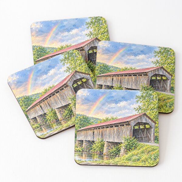 Item preview, Knowlton Covered Bridge in watercolor designed and sold by gotucoveredart.