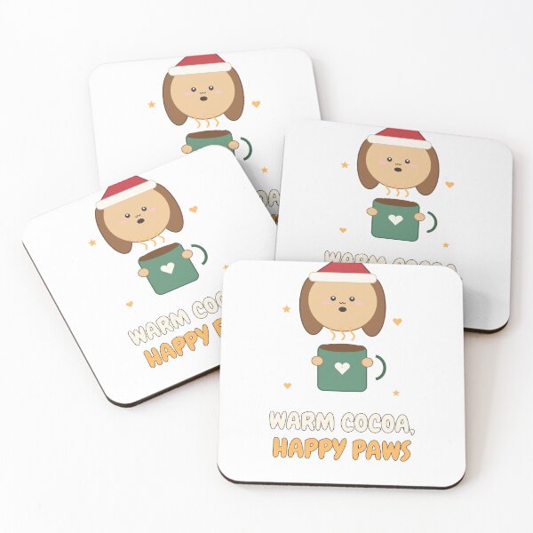 Item preview, Cute Puppy Christmas Tee | Warm Cocoa Happy Paws Dog Shirt | Kawaii Dog Santa Hat Tee | Christmas Gift For Dog Lovers designed and sold by ChrislaShopStudio.