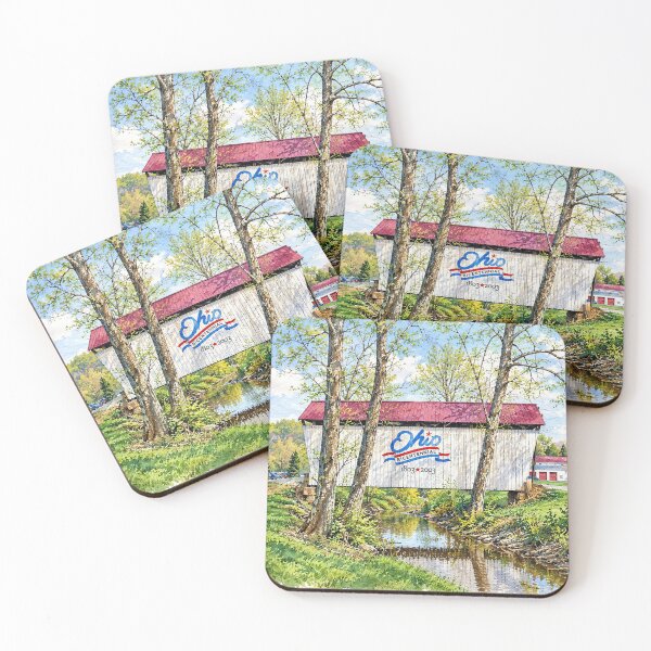 Item preview, Barlow Fairgrounds Covered Bridge in watercolor designed and sold by gotucoveredart.