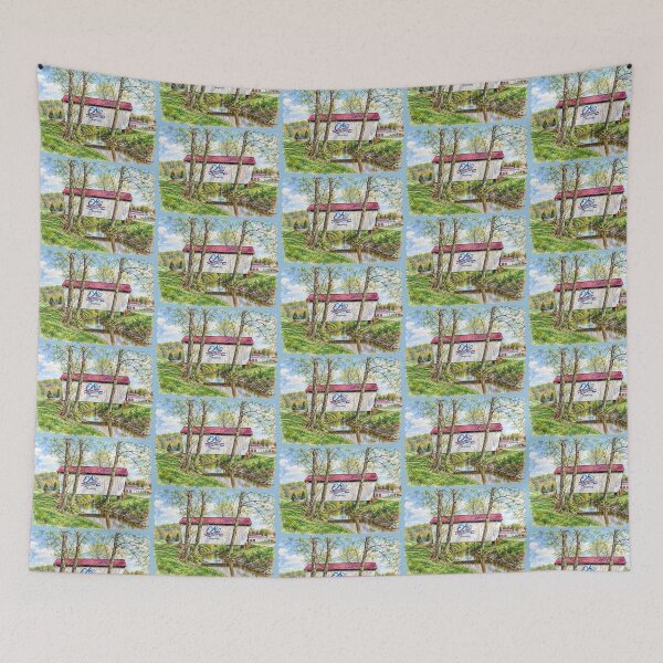 Item preview, Barlow Fairgrounds Covered Bridge in watercolor designed and sold by gotucoveredart.