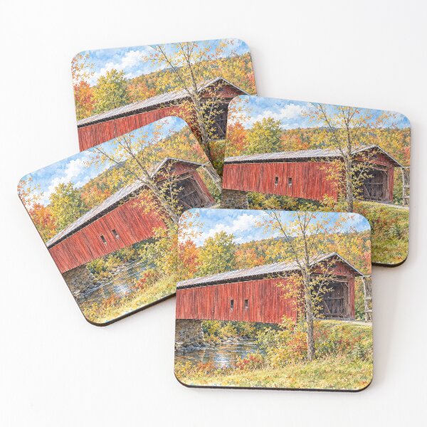 Item preview, Yatesville Covered Bridge in watercolor designed and sold by gotucoveredart.