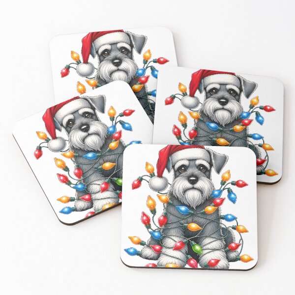 Item preview, Christmas Schnauzer Santa Hat Lights Dog Puppy Holiday Pet designed and sold by empiric-designs.