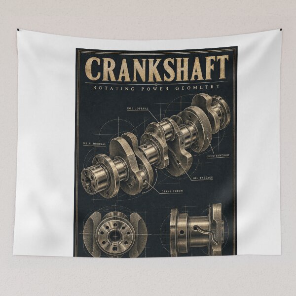 Item preview, Crankshaft Wall Art, Dark Mechanical Engineering Poster, Vintage Style Garage Decor, Digital Download designed and sold by shopcanva.