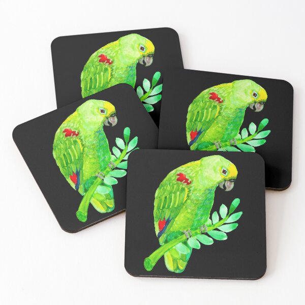 Item preview, Cute Smiling Green Amazon Parrot in Watercolor designed and sold by Ivy Lily Art.