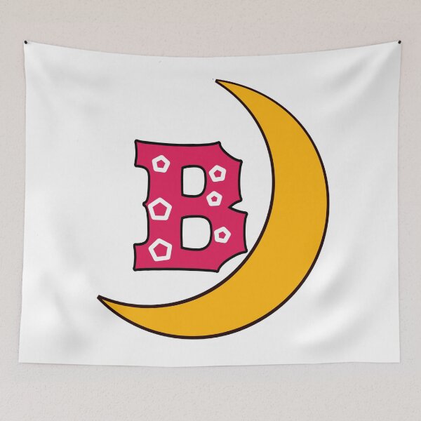 Item preview, Creative Colorful Crescent Moon with Pink Letter B Cartoon Design designed and sold by Royalkinghub.