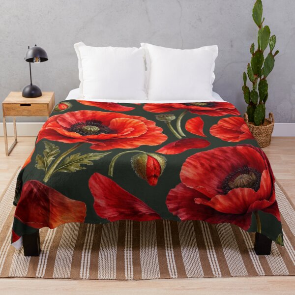 Item preview, Red Poppy Botanical Floral Pattern designed and sold by MarselArt.