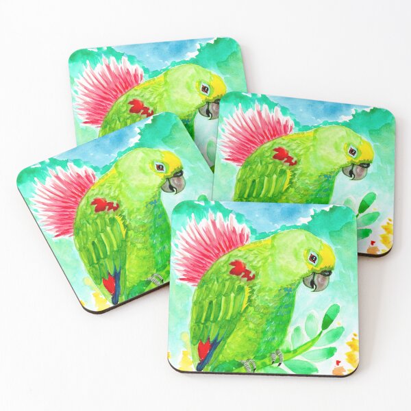Item preview, Amazon Parrot Bird and Flower Watercolor designed and sold by Ivy Lily Art.