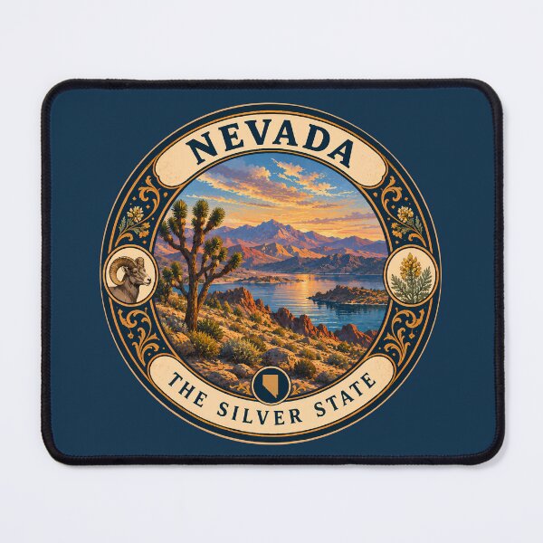 Item preview, Nevada Landscape Illustration Travel Art Badge designed and sold by KrisSidDesigns.