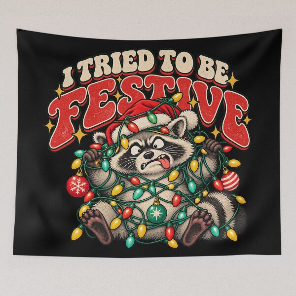 Item preview, Cranky Christmas Raccoon Ugly Sweater designed and sold by Studio Pico.