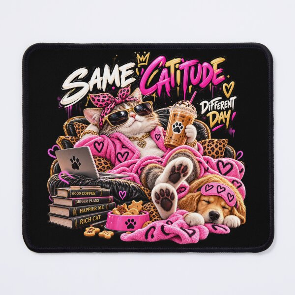 Item preview, Same Catitude Different Day Funny Coffee Cat designed and sold by BekyCOM.