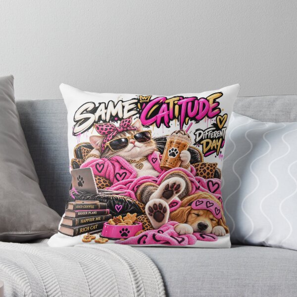 Item preview, Same Catitude Different Day Funny Coffee Cat designed and sold by BekyCOM.