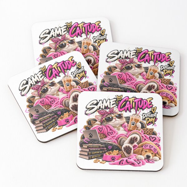Item preview, Same Catitude Different Day Funny Coffee Cat designed and sold by BekyCOM.