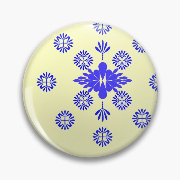 Item preview, Blue Ornamental Floral Border and Symmetrical Decorative Motifs on Pale Yellow Background designed and sold by Ei-Ei.