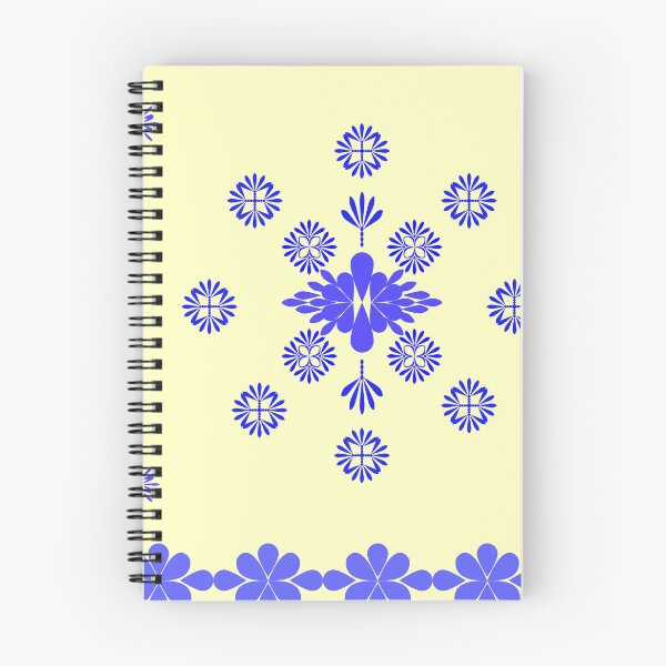 Item preview, Blue Ornamental Floral Border and Symmetrical Decorative Motifs on Pale Yellow Background designed and sold by Ei-Ei.