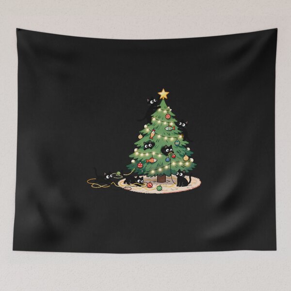 Item preview, Meowy Catmas Christmas Tree Black Cats designed and sold by FrankIsabel.