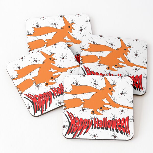 Item preview, Happy Halloween Witch Flying on Broomstick Spooky Art designed and sold by hepopatterns.
