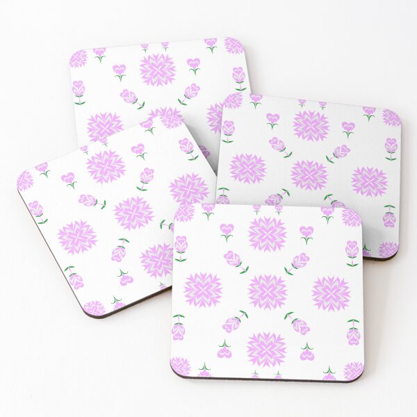 Item preview, Pink Floral Mandala and Stylized Flower Bud Decorative Motif Collection on White Background designed and sold by Ei-Ei.
