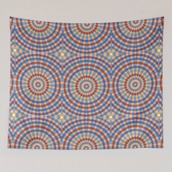 Item preview, Retro Geometric pattern mandala in psychedelic festival style red purple designed and sold by Andthendana.