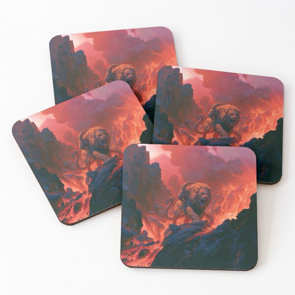 Item preview, A fearsome Chimera prowling across volcanic cliffs, Fantasy & Mythological Creatures designed and sold by CDC40.
