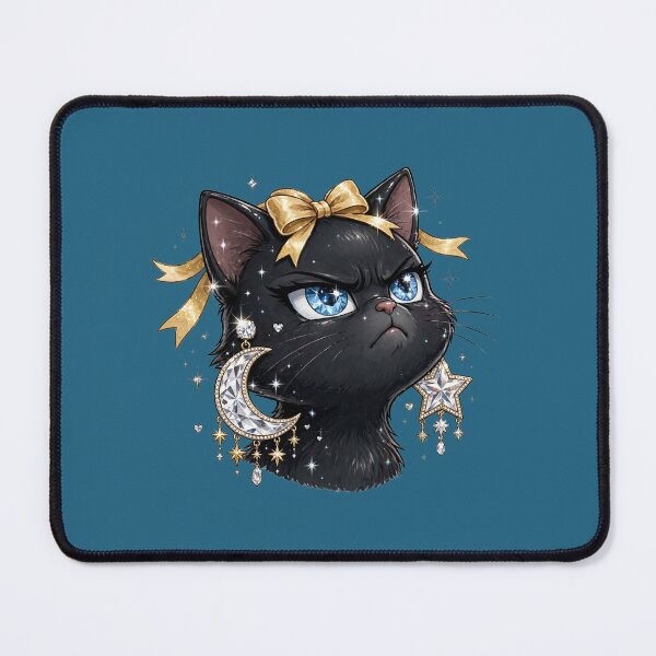 Item preview, Grumpy Black Cat Moon Star Earrings Gold Bow designed and sold by GRUMPY-UNIVERSE.