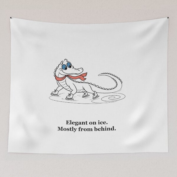 Item preview, Funny Christmas Alligator Ice Skating in a Scarf designed and sold by Soft Paws Sketches.