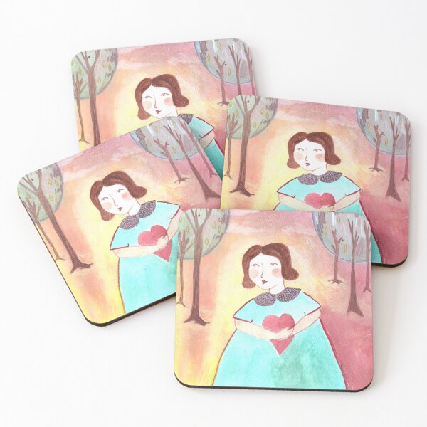 Item preview, Woman with heart among trees, watercolor designed and sold by Colorgesmil.