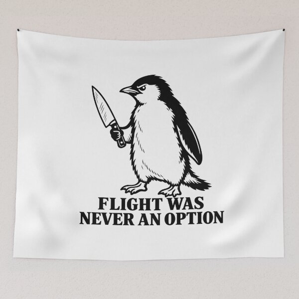 Item preview, Flight Was Never An Option Angry Penguin With Knife Meme designed and sold by Designart68.