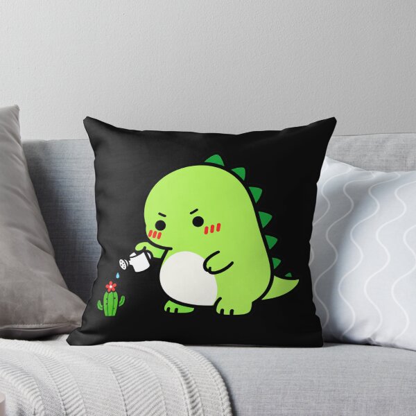 Item preview, Cute Dinosaur Watering a Tiny Cactus – Funny Kawaii Dino Doodle designed and sold by ColorSplash123.