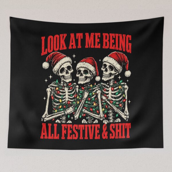 Item preview, Festive And Shit Three Skeletons Christmas Creepmas designed and sold by davidtranxa.