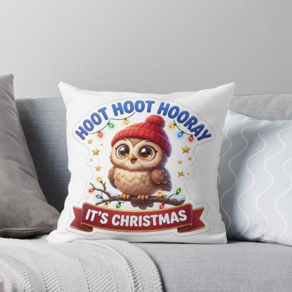 Item preview, Hoot Hoot Hooray - Cute Christmas Owl Quote designed and sold by Thanat Studio.