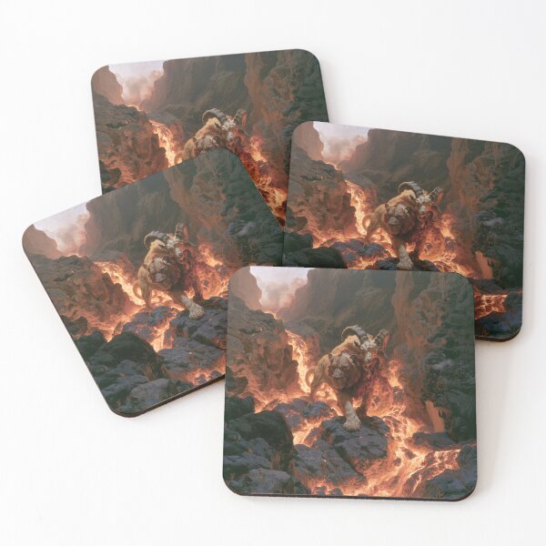 Item preview, A fearsome Chimera prowling across volcanic cliffs, Fantasy & Mythological Creatures designed and sold by CDC40.