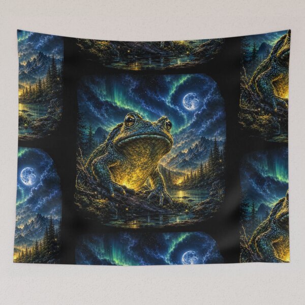 Item preview, Frog under moonlight in the wild, 1970s vintage design designed and sold by aponwao.