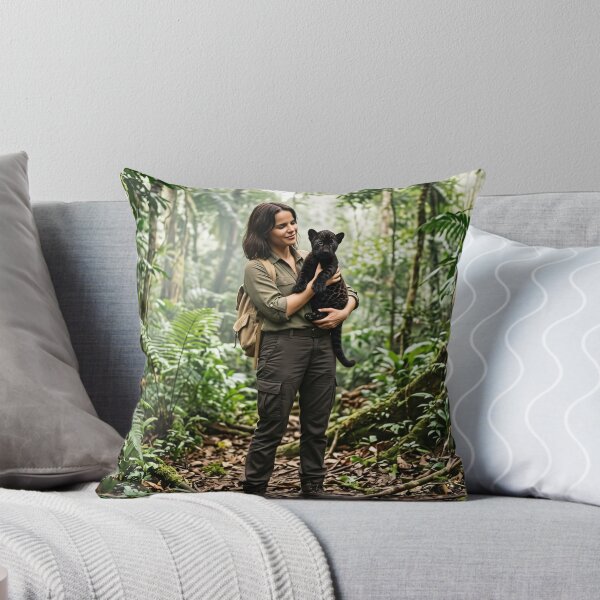 Item preview, Wildlife Researcher Holding Baby Black Jaguar in Jungle designed and sold by TTERRA.