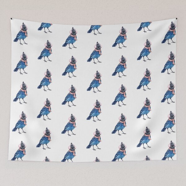 Item preview, Pink Earmuffs Steller's Jay designed and sold by Tiffany Roy.