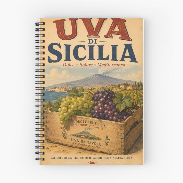 Item preview, Vintage Sicilian Grape Crate Poster with Mediterranean Landscape and Volcano designed and sold by potseed21.