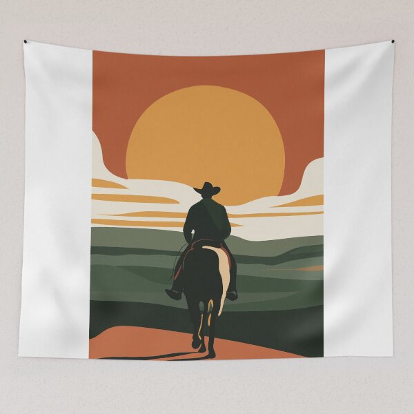 Item preview, Retro Western Lone Cowboy Riding  designed and sold by ByBiancaArt.