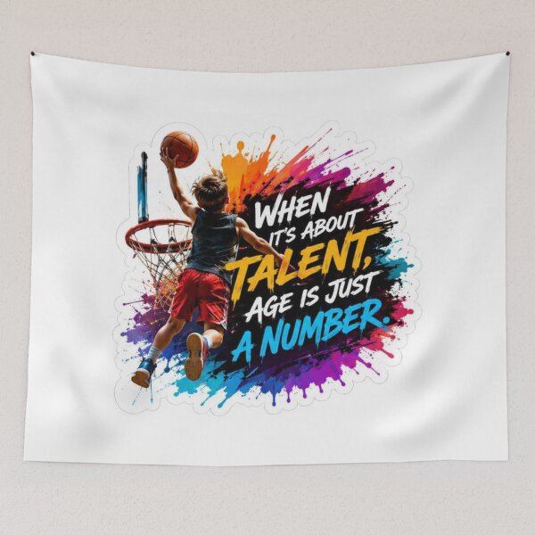 Item preview, When It's About Talent Age Is Just A Number - Basketball Sports Quote Sticker designed and sold by Nicolae-SCROCIOB-Shop.