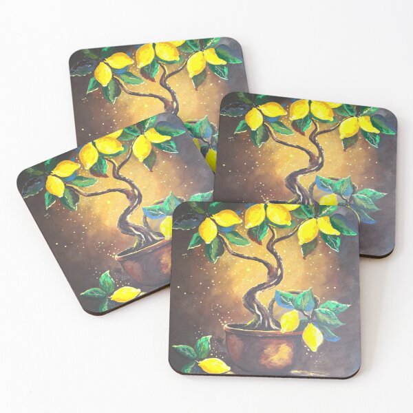 Item preview, Magical Golden Lemon Bonsai Tree - Yellow Citrus Fruit Painting designed and sold by D4l3n3.