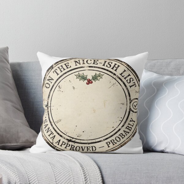 Artikelvorschau, On The Nice-ish List – Funny Christmas Badge Santa Approved Probably entworfen und verkauft von CozyCornerDesigns.