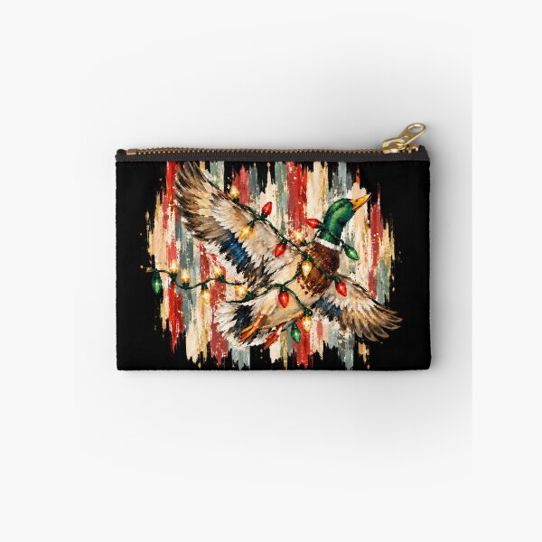 Item preview, Flying Christmas Mallard Against Rustic Painted Stripes designed and sold by SuziLope.