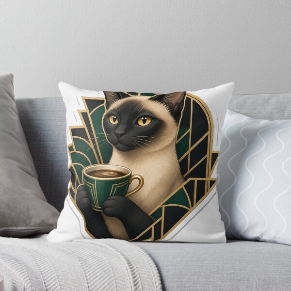 Item preview, Art Deco Siamese Cat Coffee designed and sold by OddLittleGoods.