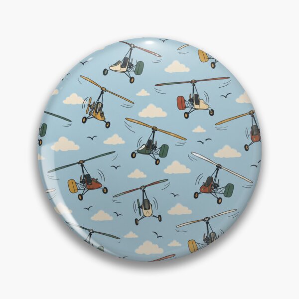 Item preview, gyrocopter | Vintage Gyrocopters, Spinning Rotors and Clouds on Pale Sky Blue designed and sold by NominalSystems.