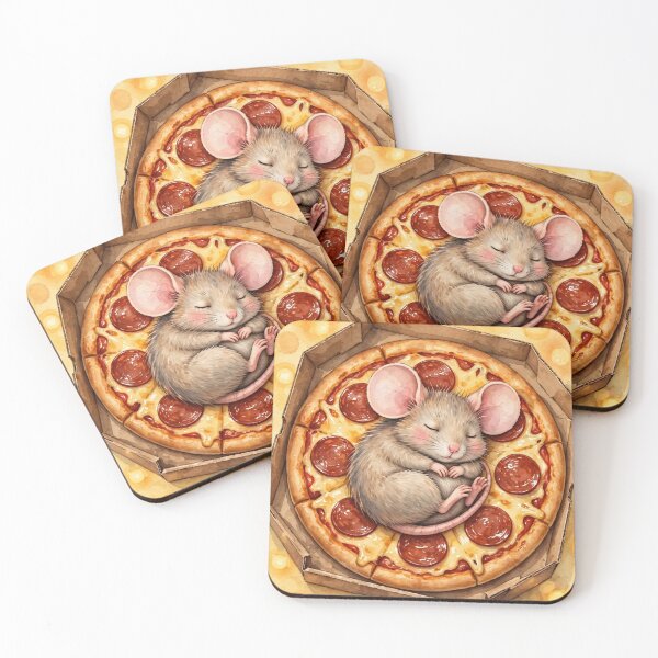 Item preview, Sleepy Pepperoni Pizza Mouse Watercolor Dream designed and sold by Yellowriversss.