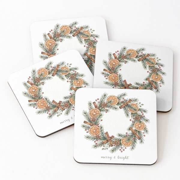Item preview, Christmas Wreath Watercolor – Cottagecore Dried Orange Cinnamon Botanical designed and sold by CozyCornerDesigns.