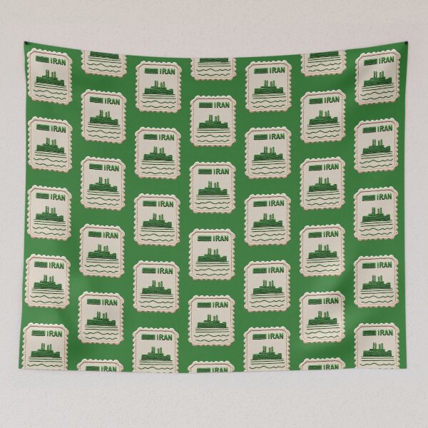 Item preview, Iran Persepolis Ruins Embroidered Stamp Art designed and sold by tiigerdad.