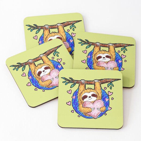 Item preview, Cute Sloth Hugging Heart Hanging Branch Love designed and sold by AstronautMerch.