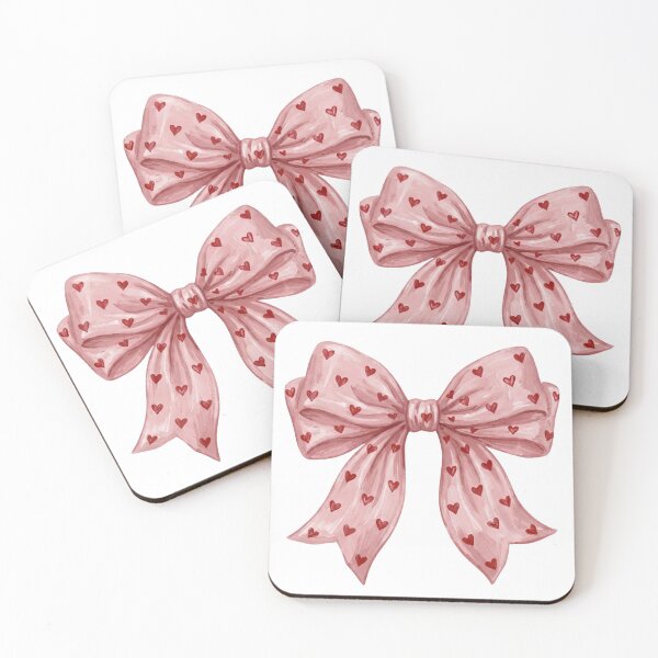 Item preview, Preppy Pink Bow Pattern with Tiny Red Hearts Watercolor Style designed and sold by MIRAMUSE10.