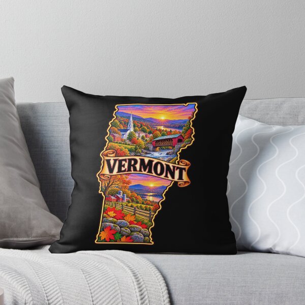 Item preview, Vermont Autumn Splendor – Vintage State Travel Poster with Covered Bridges and Fall Foliage designed and sold by RockitBaby.